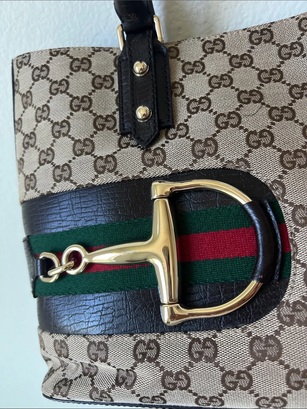 Gucci Brown GG Monogram Hasler Canvas Medium Tote Bag
